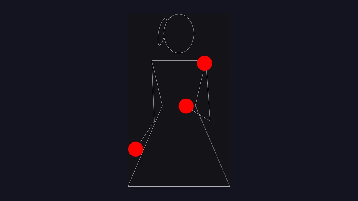 The female Juggling Lab figure running a three-ball cascade in dark mode