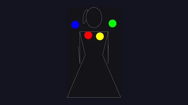 The female Juggling Lab figure running a synchronous four-ball pattern in dark mode