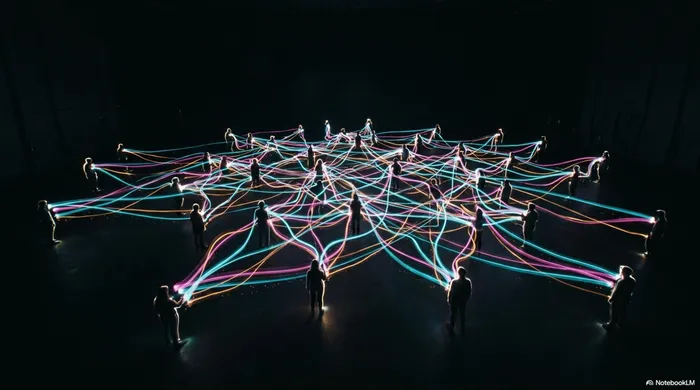 Network of people connected by strings, showing the topology of human systems