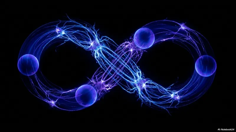 Blue and purple neural synapses forming an infinity loop of glowing connections