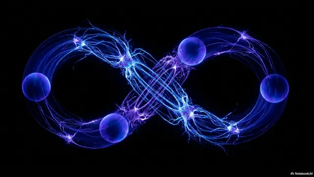 Blue and purple neural synapses forming an infinity loop of glowing connections