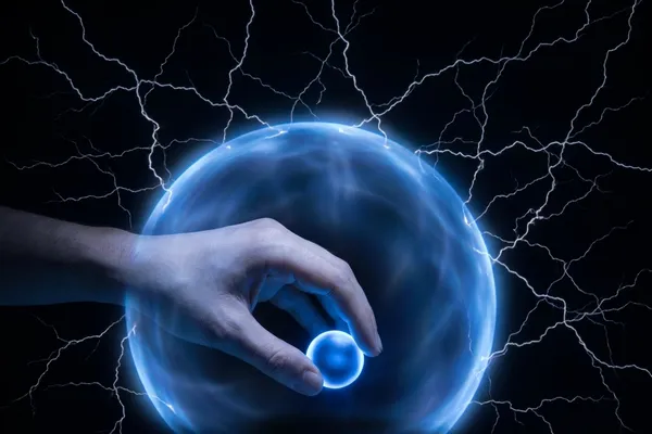 Plasma ball glowing with electric tech energy