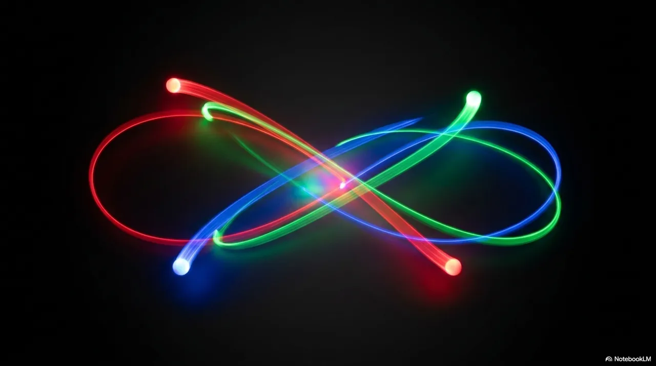 Three interweaving infinity loops in red, green, and blue forming a single RGB pattern
