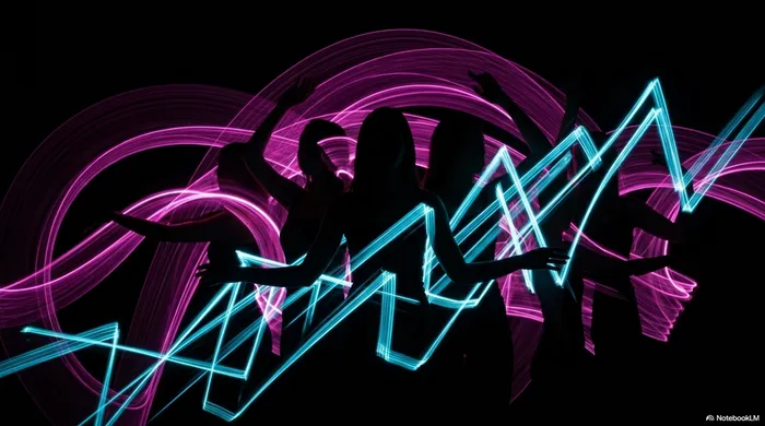 Multiple silhouettes with overlapping light trails showing chaos and saturation of motion