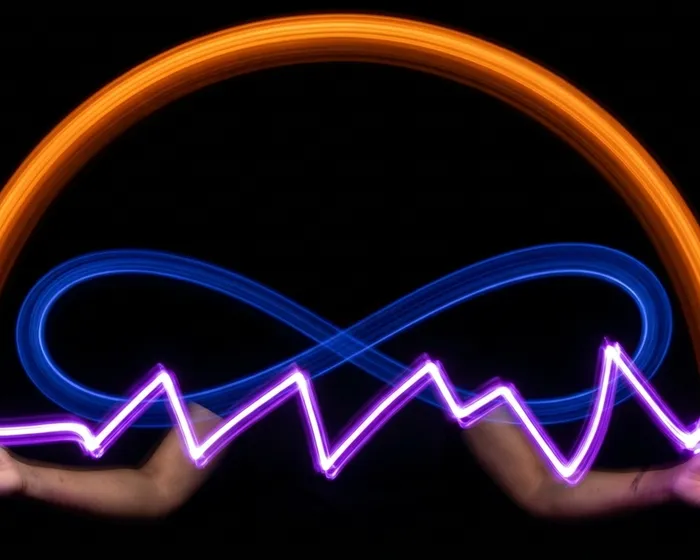 Three arcs in orange, infinity loop, and purple showing different trajectory types in the infinite game