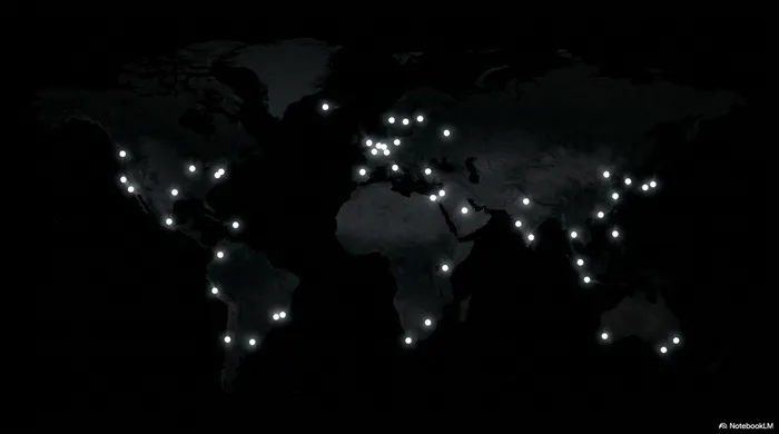 World map with glowing dots marking juggling locations