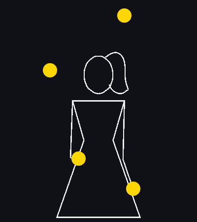 Animated juggling pattern: The 552, siteswap 552